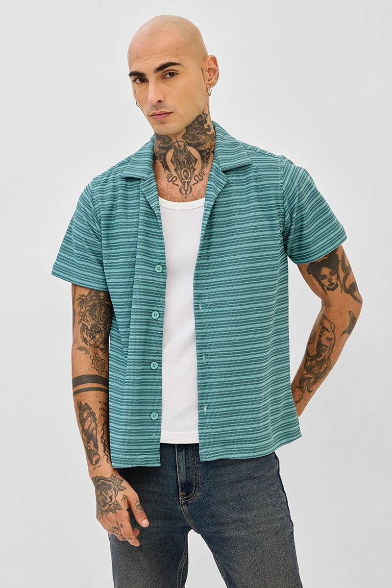 SNITCH Turquoise Box Fit Stripes Shirt